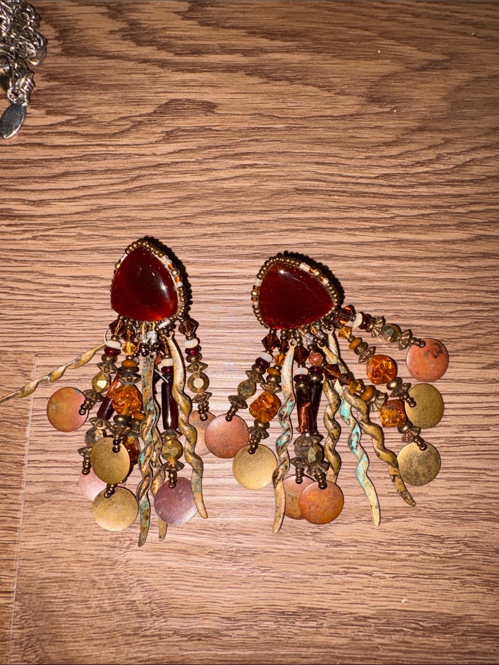 20- vintage chipita style Boho Amber Dangle Statement Earrings - Women Jewelry
